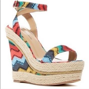 Lauren Lorraine Colorful Print Espadrille Wedge